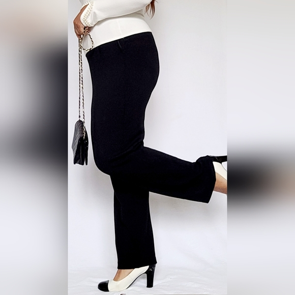 St.John Women Luxury Santana Knit Pull On Pants Wool Blend High Rise Black 10-12 - Picture 16 of 16